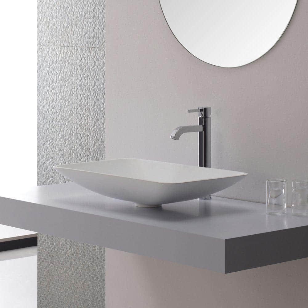 Kraus FVS-1007-PU-10SN Kraus Ramus Vessel Mixer Single-Handle Bathroom Faucet with Matching Pop-Up Drain