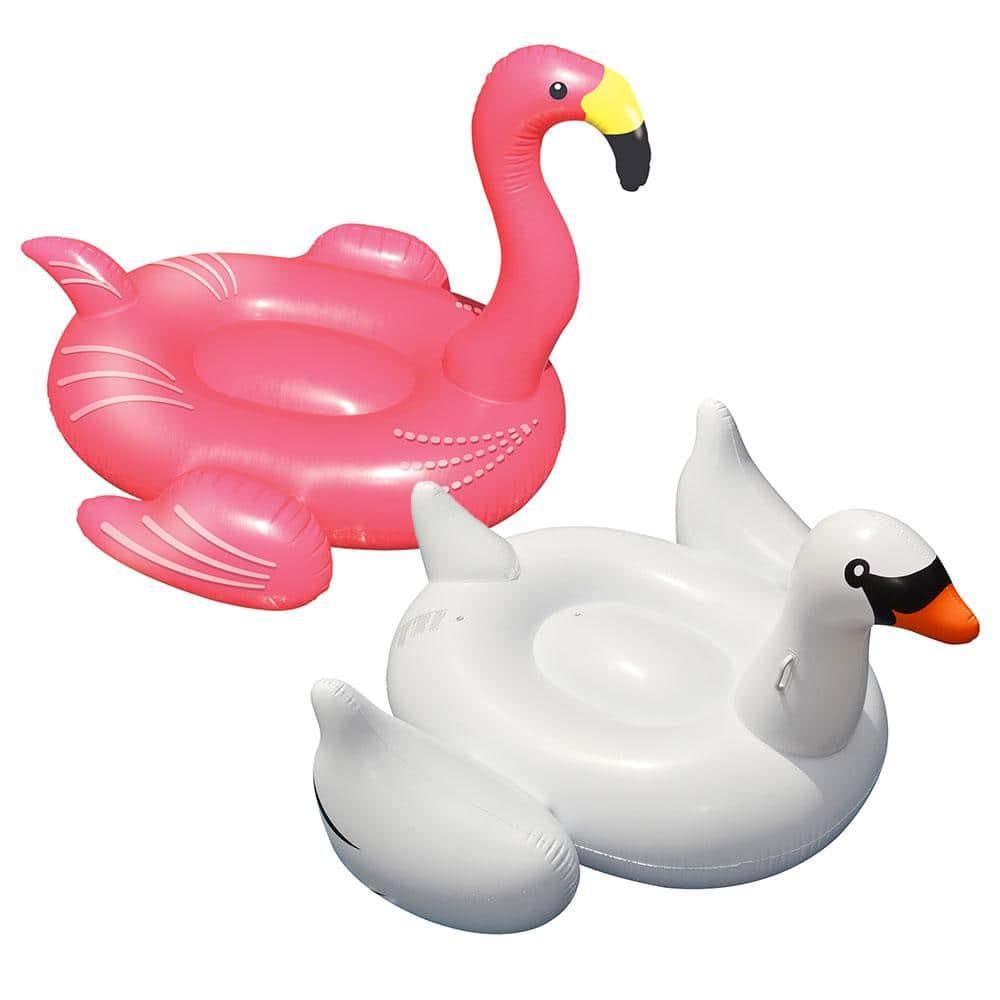 Swimline Swimming Pool Giant Rideable Inflatable Swan + Flamingo | 90621 + 90627