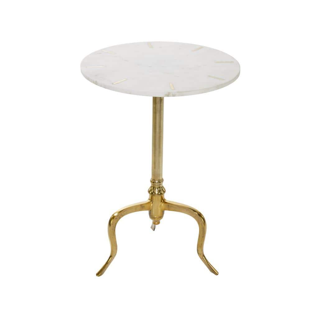 Olivia & May Contemporary Marble Accent Table White