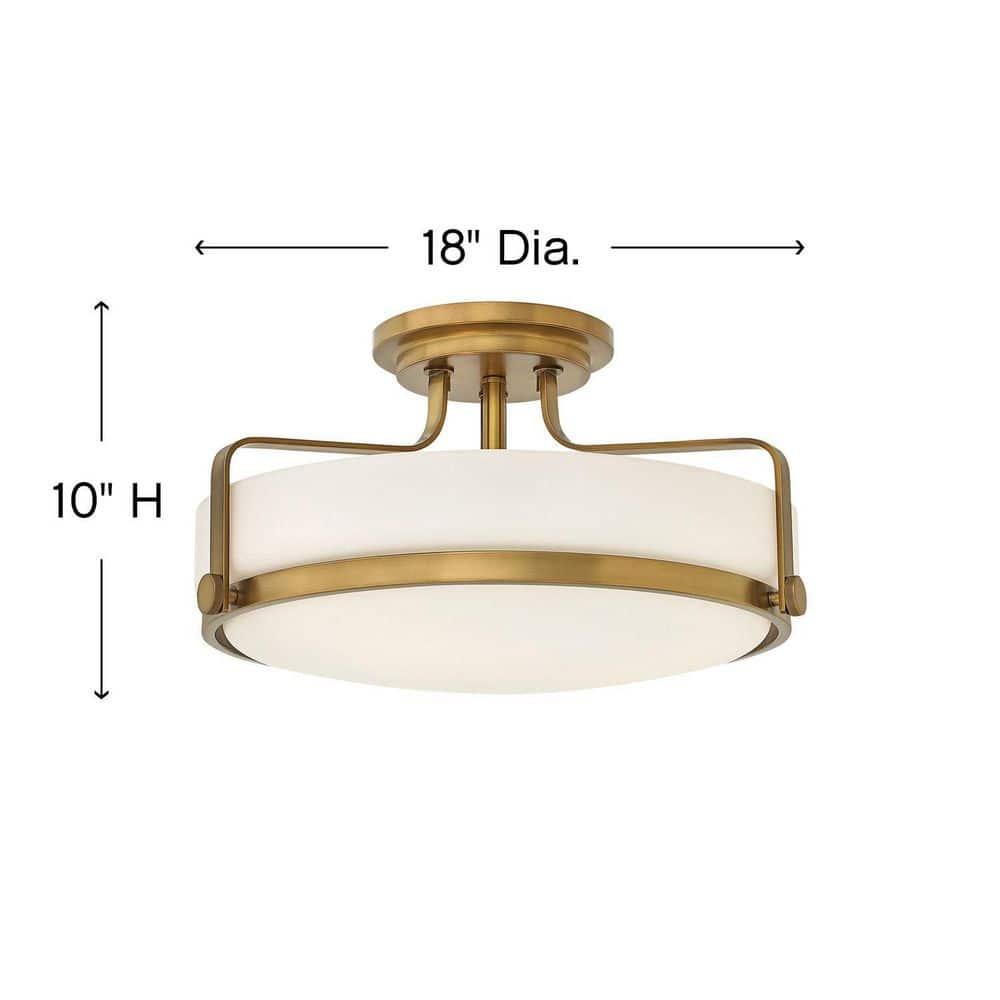 Harper Three Light 18" Retro Bowl Semi-Flush Mount Ceiling Light