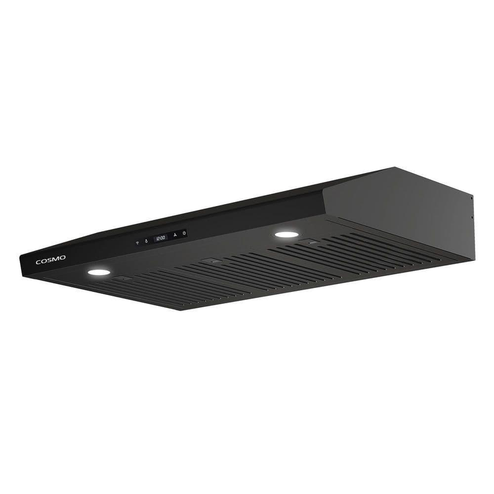 Cosmo 36 In. Haven Collection 500 Cfm Ducted Under Cabinet Range Hood, Touch Controls, Led Lights In Matte Black