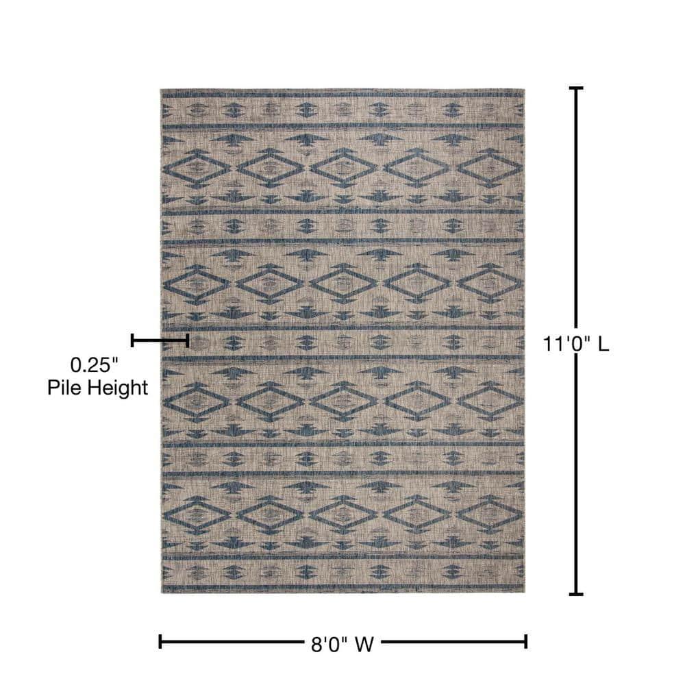 Courtyard CY8863 Power Loomed Indoor/Outdoor Area Rug - Grey/Navy - 8'x11' - Safavieh.