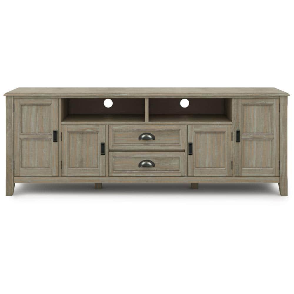 Simpli Home Burlington 72"W Solid Wood TV Stand for TVs up to 80" with 4 Cabinets