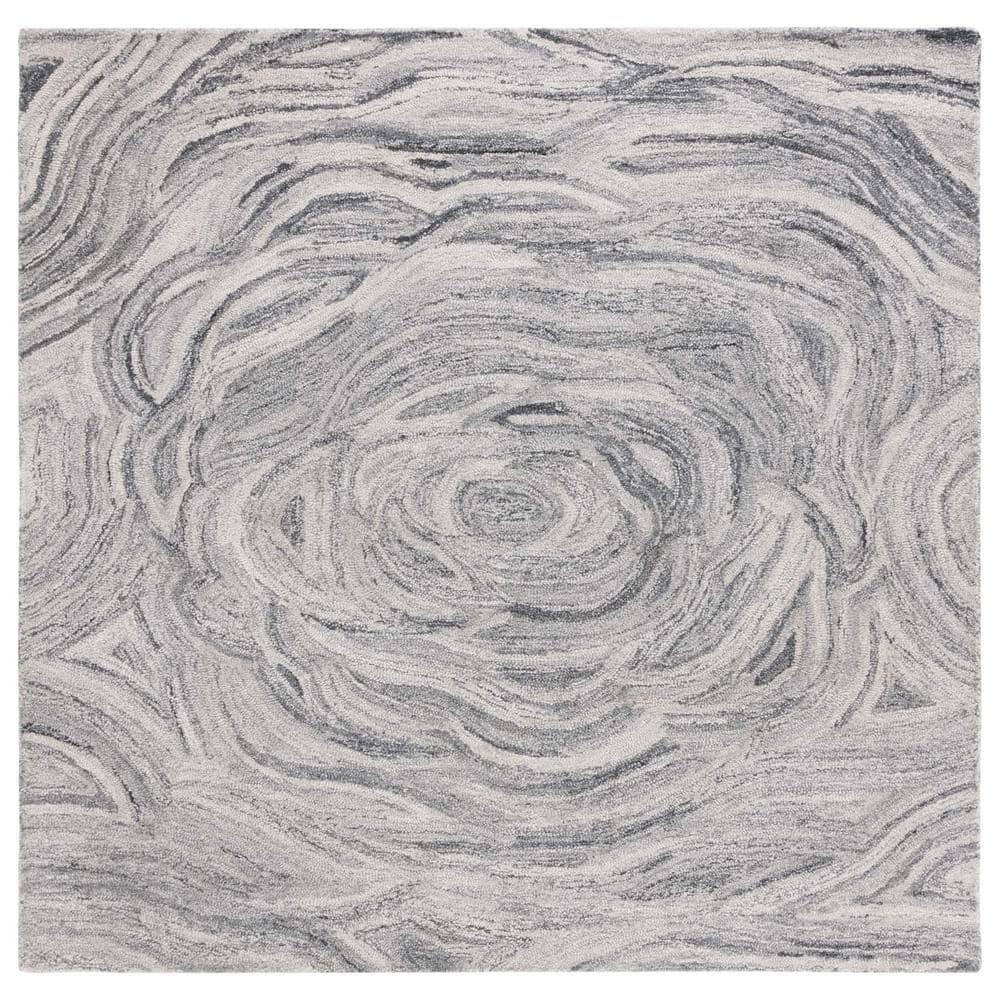 Abstract ABT148 Handmade Indoor Area Rug - Dark Gray/Black - 6'x6' - Safavieh