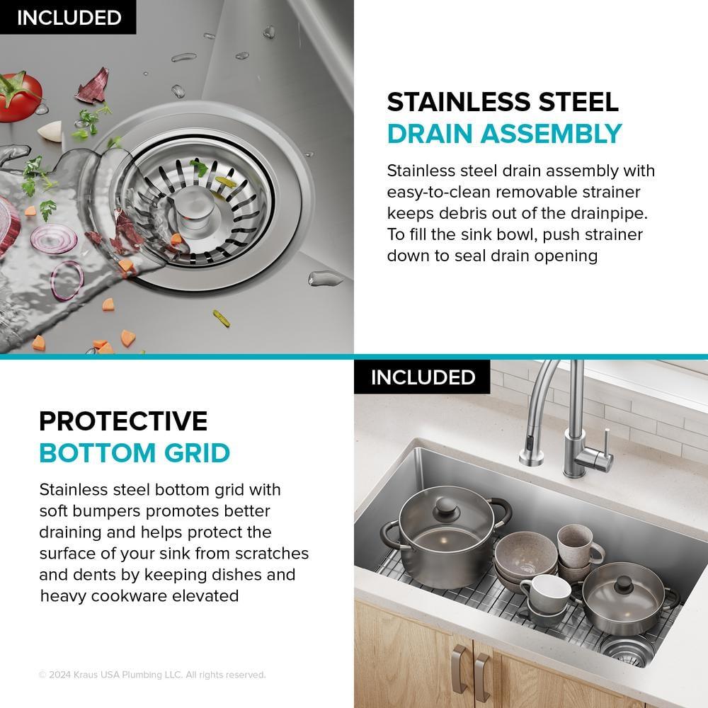 KRAUS Fairlane Undermount 18-Gauge Stainless Steel Kitchen Sink