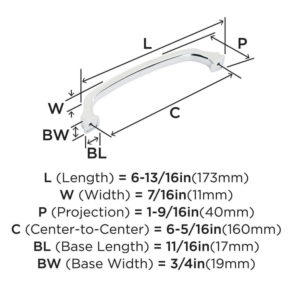 Amerock Revitalize 6-5/16 inch (160mm) Center-to-Center Polished Chrome Cabinet Pull