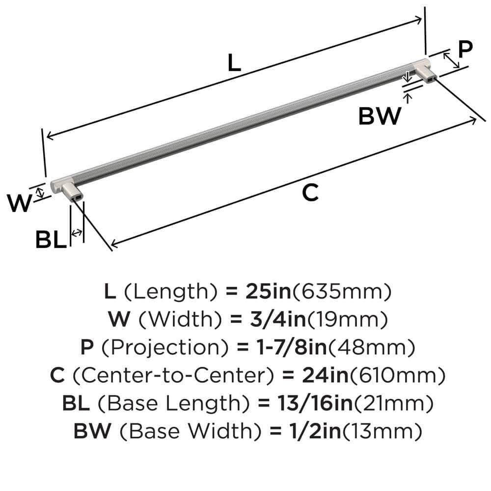 Amerock Esquire 24 inch (610mm) Center-to-Center Polished Nickel/Stainless Steel Appliance Pull