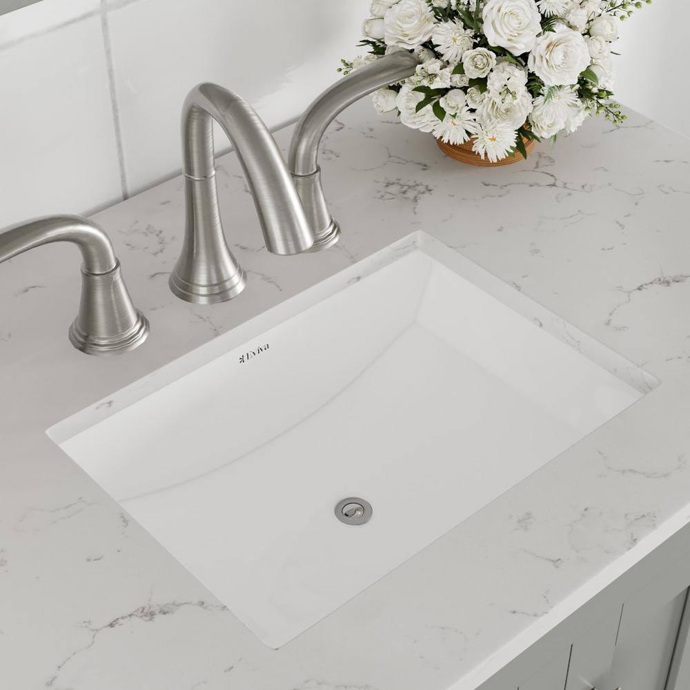 Eviva Hampton 36" Gray Transitional Bathroom Vanity w/ White Carrara Top