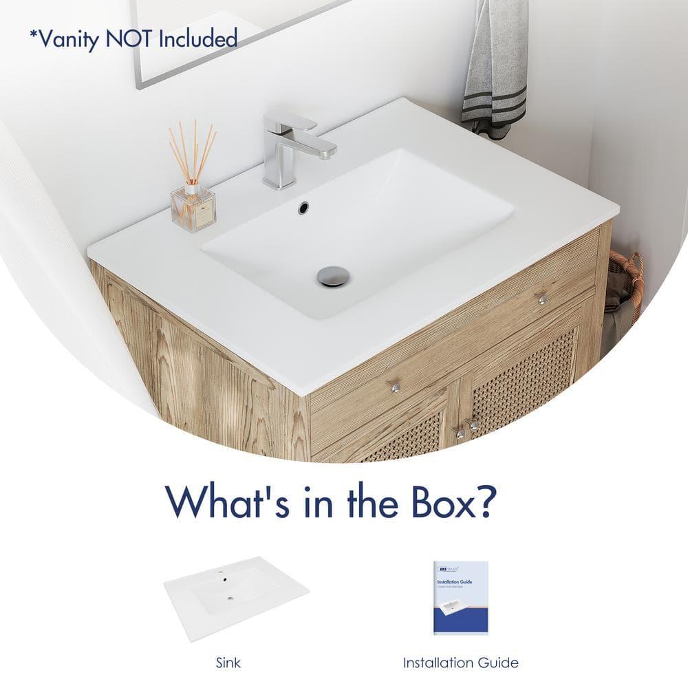 Eridanus Dayton 31" W x 22" D Vitreous China Vanity Top Sink in White with Single Faucet Hole (Sink Only)