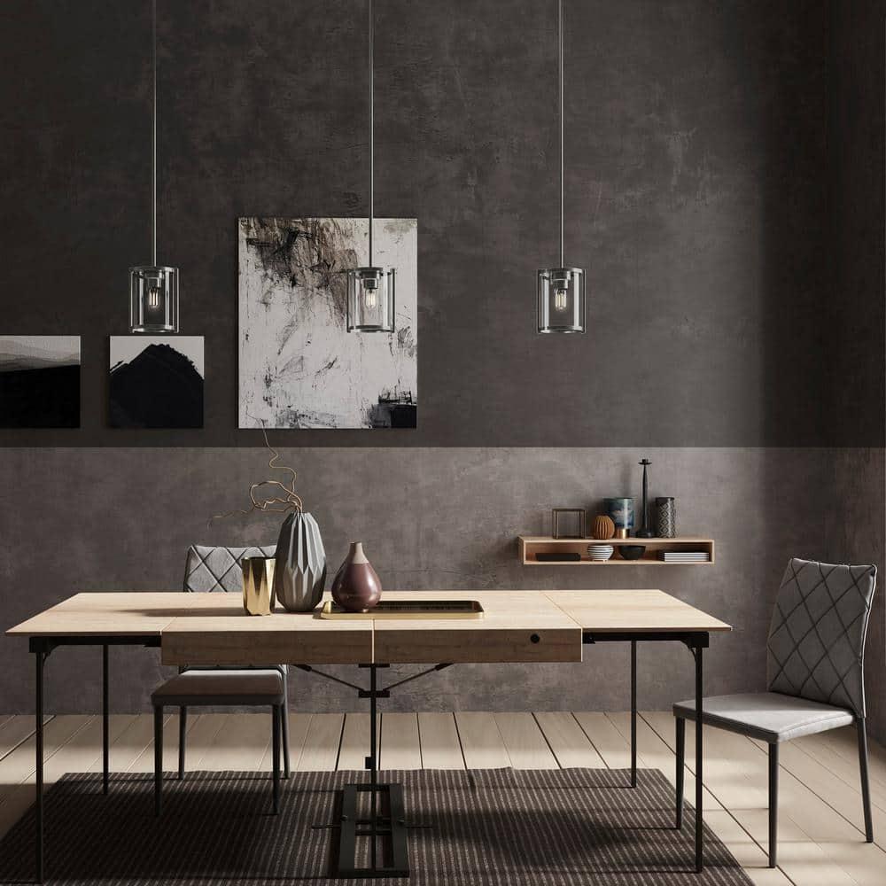 Astwood Clear Glass Mini Pendant Ceiling Light Fixture Silver - Hunter Fan: UL Listed, Adjustable Height