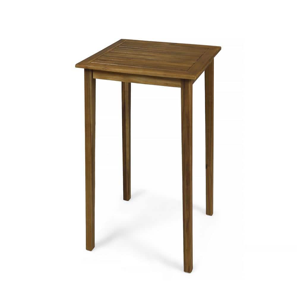 Noble House Polaris Outdoor Minimalist Acacia Wood Square Bar Table - Teak