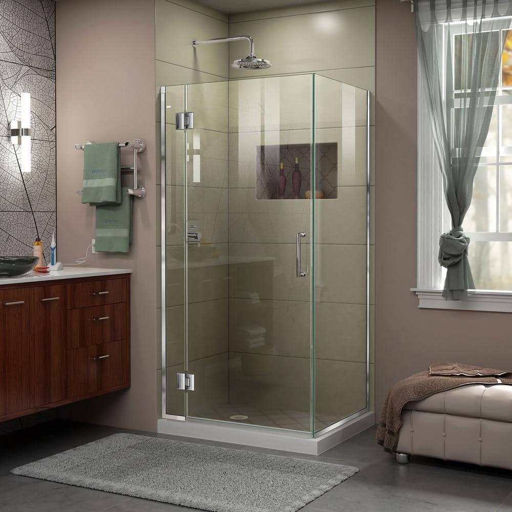 Unidoor-X 29 3/8 in. W x 34 in. D x 72 in. H Frameless Hinged Shower Enclosure