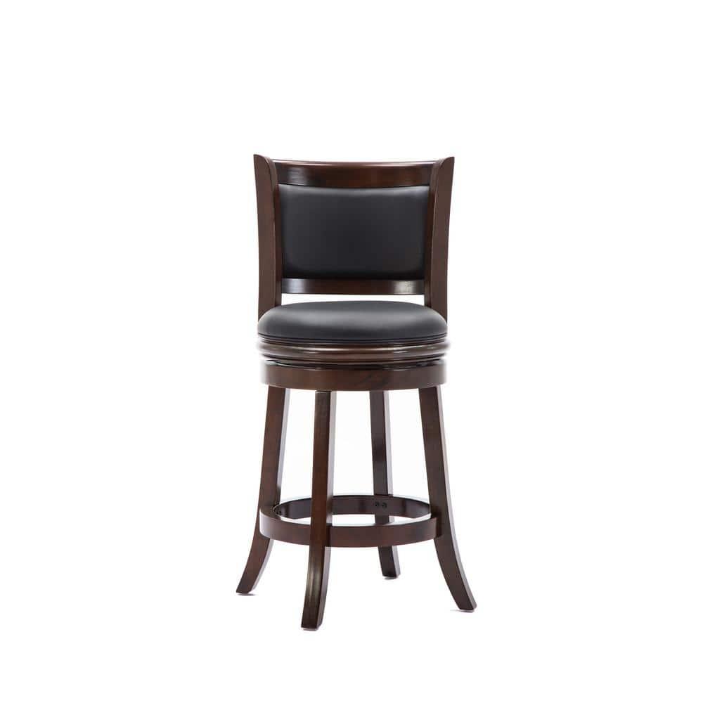 24" Augusta Swivel Counter Height Barstool Hardwood Cappuccino - Boraam: Round Seat, Footrest