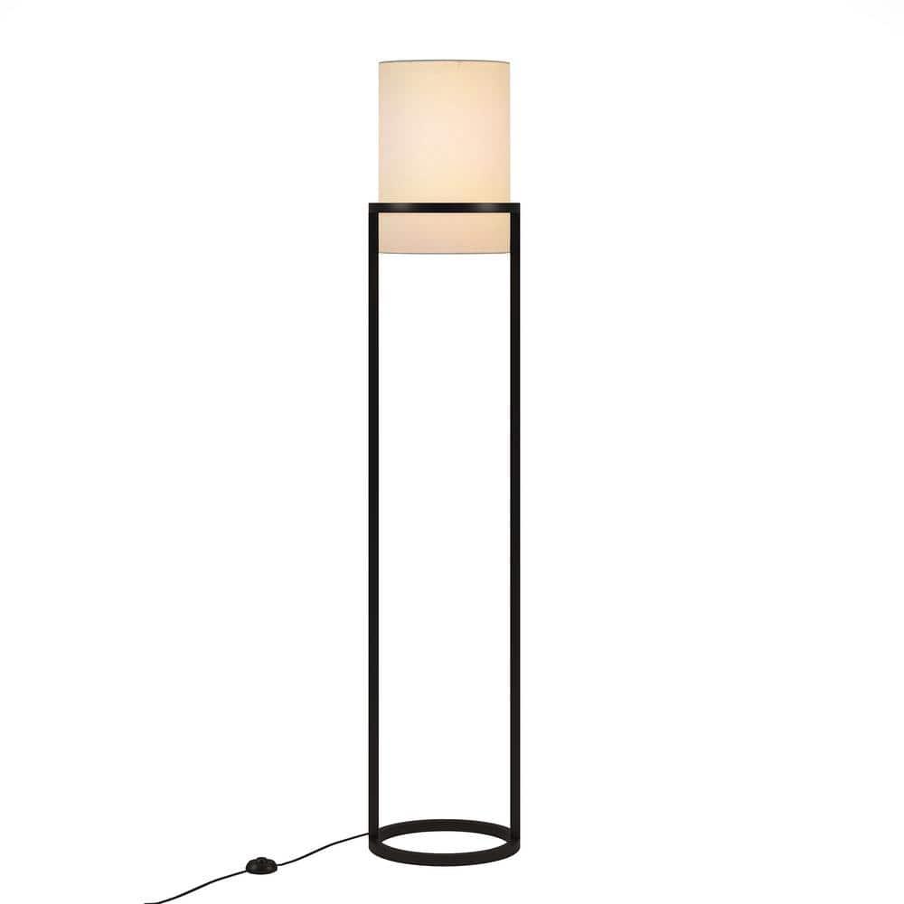 Evelyn&Zoe Casimir 62" Tall Floor Lamp with Fabric shade in Blackened Bronze/White
