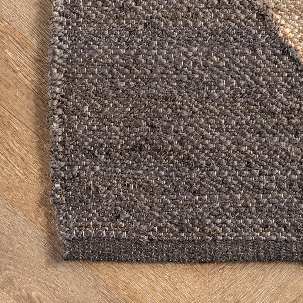 8'x10' Pandora Diamond Jute Area Rug Tan/Black - nuLOOM: Geometric Flat Pile, Handmade, Indoor, Rectangle