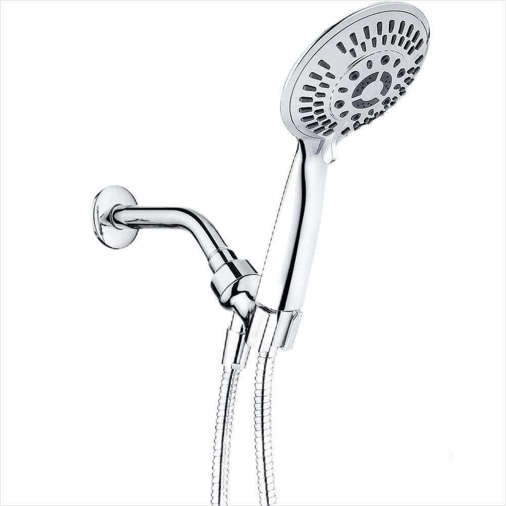 BRIGHT SHOWERS 9 Spray Settings Handheld Shower Head Set High Pressure Chrome Hand Held Showerhead with 60 Inch Flexible Shower Hose and Adjustable Shower Arm Mount Bracket