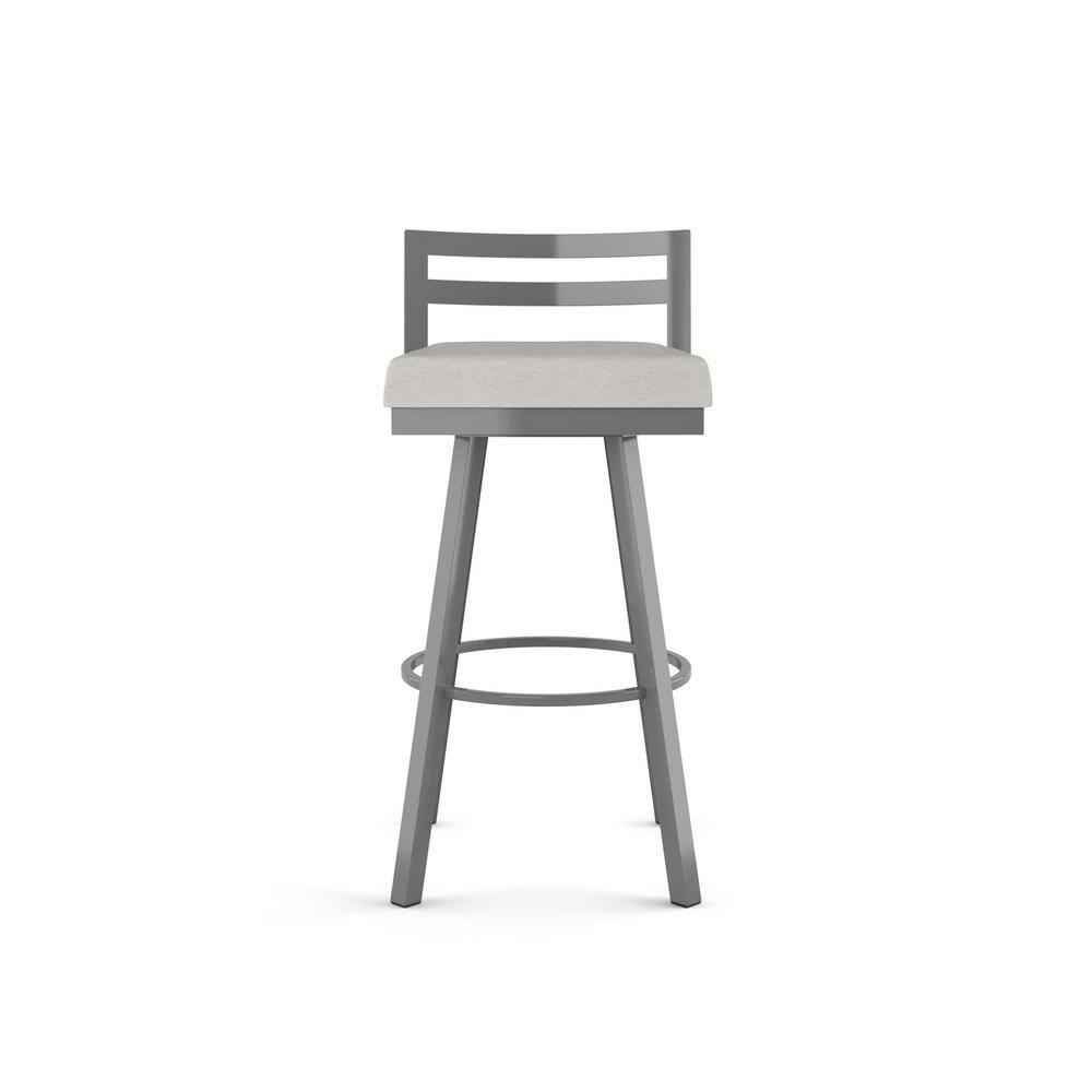 Amisco Derek 30 In. Swivel Bar Stool - Light Grey Polyurethane / Metallic Grey Metal