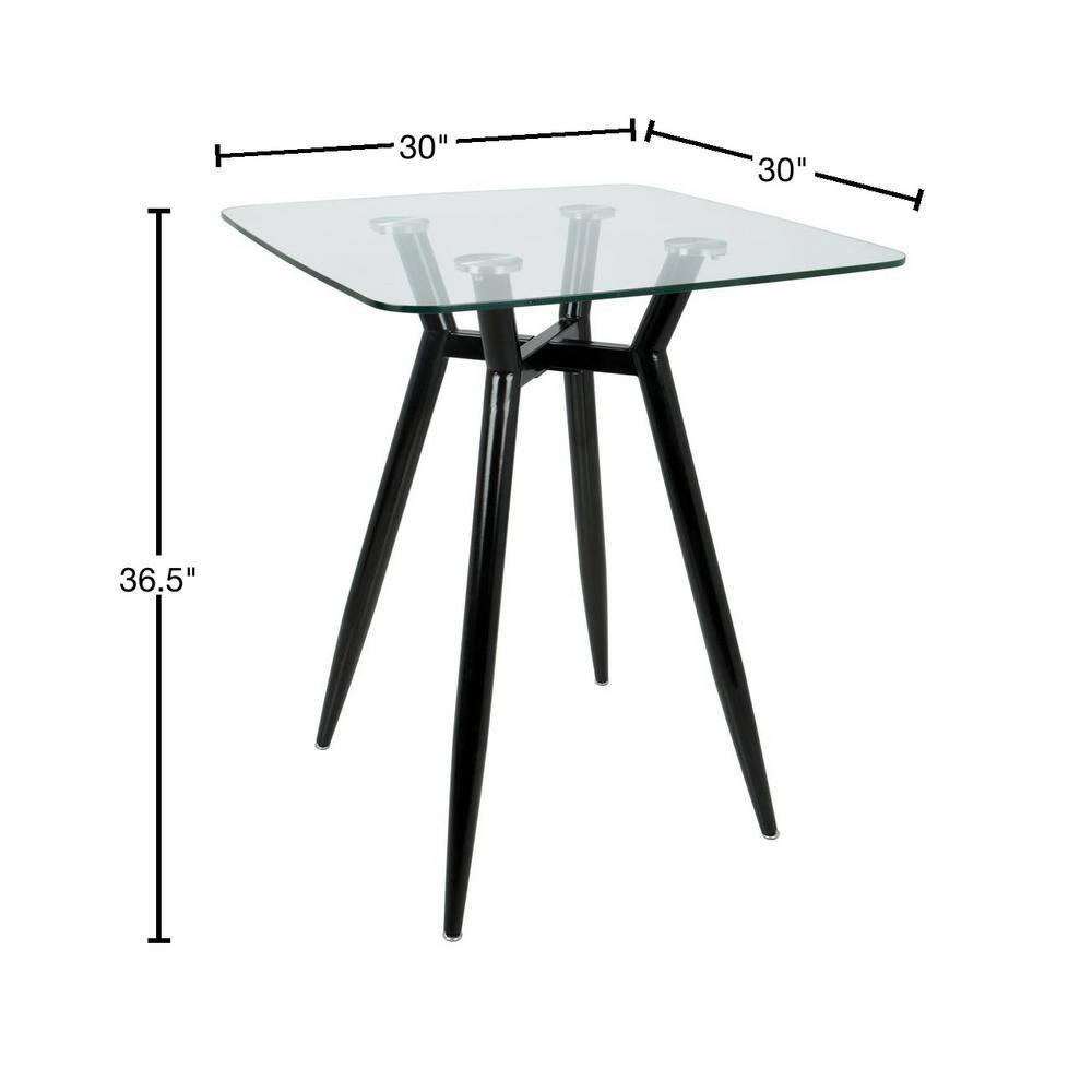 Clara Mid-Century Modern Square Counter Table Clear - LumiSource: Geometric Metal Base, 4-Seat Pub Style