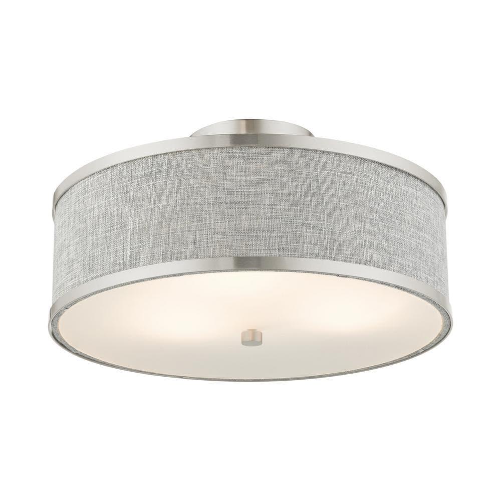 Livex Lighting Park Ridge 3 - Light Semi-Flush Mount in  Brushed Nickel