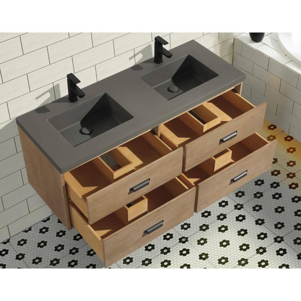 Sand & Stable™ Clary 55'' Double Bathroom Vanity with Concrete Top