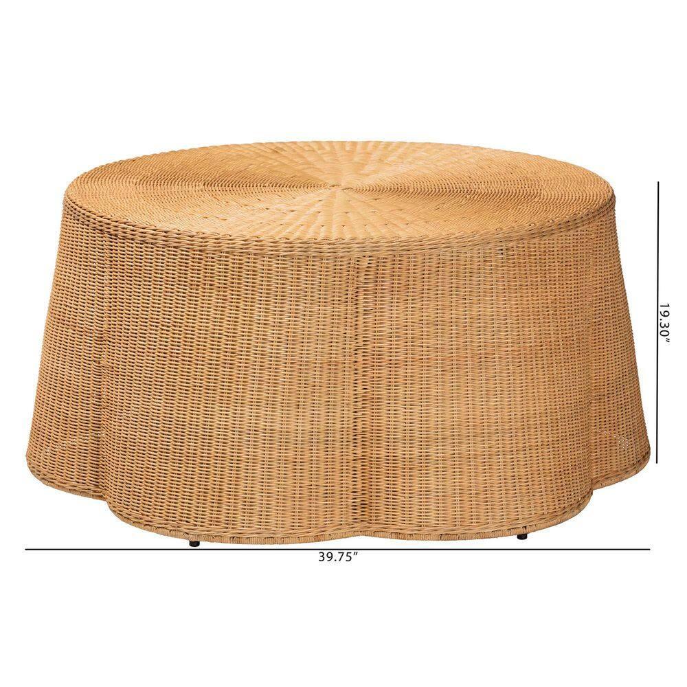 bali & pari Palm Bohemian Honey Scallop Rattan Coffee Table