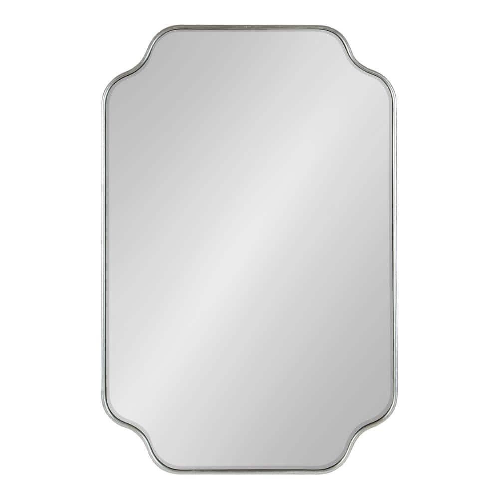 Kate and Laurel Plumley Glam Scalloped Wall Mirror, 24 x 36, Silver, Transitional Mirror Wall Decor