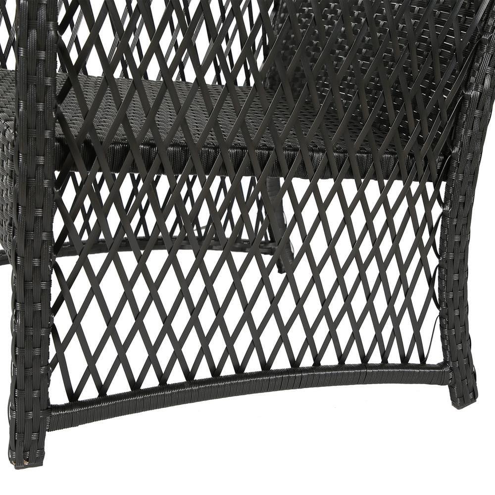 Costaelm Bistro Costa 3-Piece Patio Conversation Set Black PE Rattan Wicker, Black/Navy