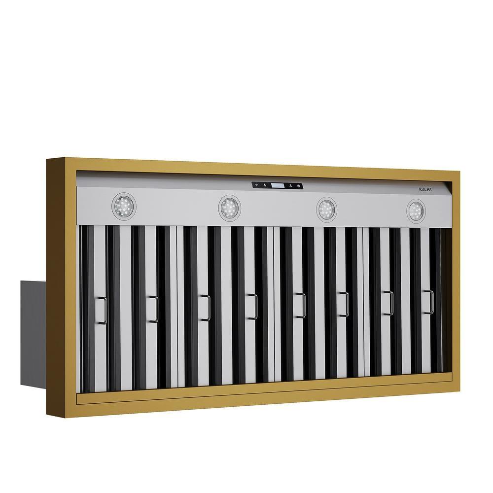 Kucht 48 in. 800 CFM Wall Mounted Range Hood with Gold Accents