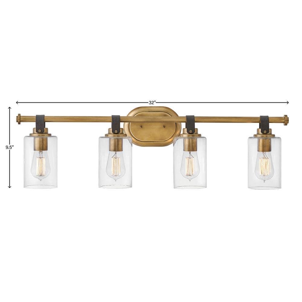 4 Light Bath Vanity In Traditional And Rustic Style 32 Inches Wide By 9.5 Inches High-Heritage Brass Finish Hinkley Lighting 52884Hb