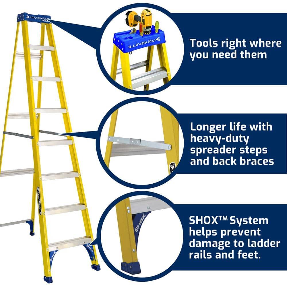 Louisville Ladder 8 ft. Fiberglass Step Ladder with 250 lbs. Load Capacity Type I Duty Rating