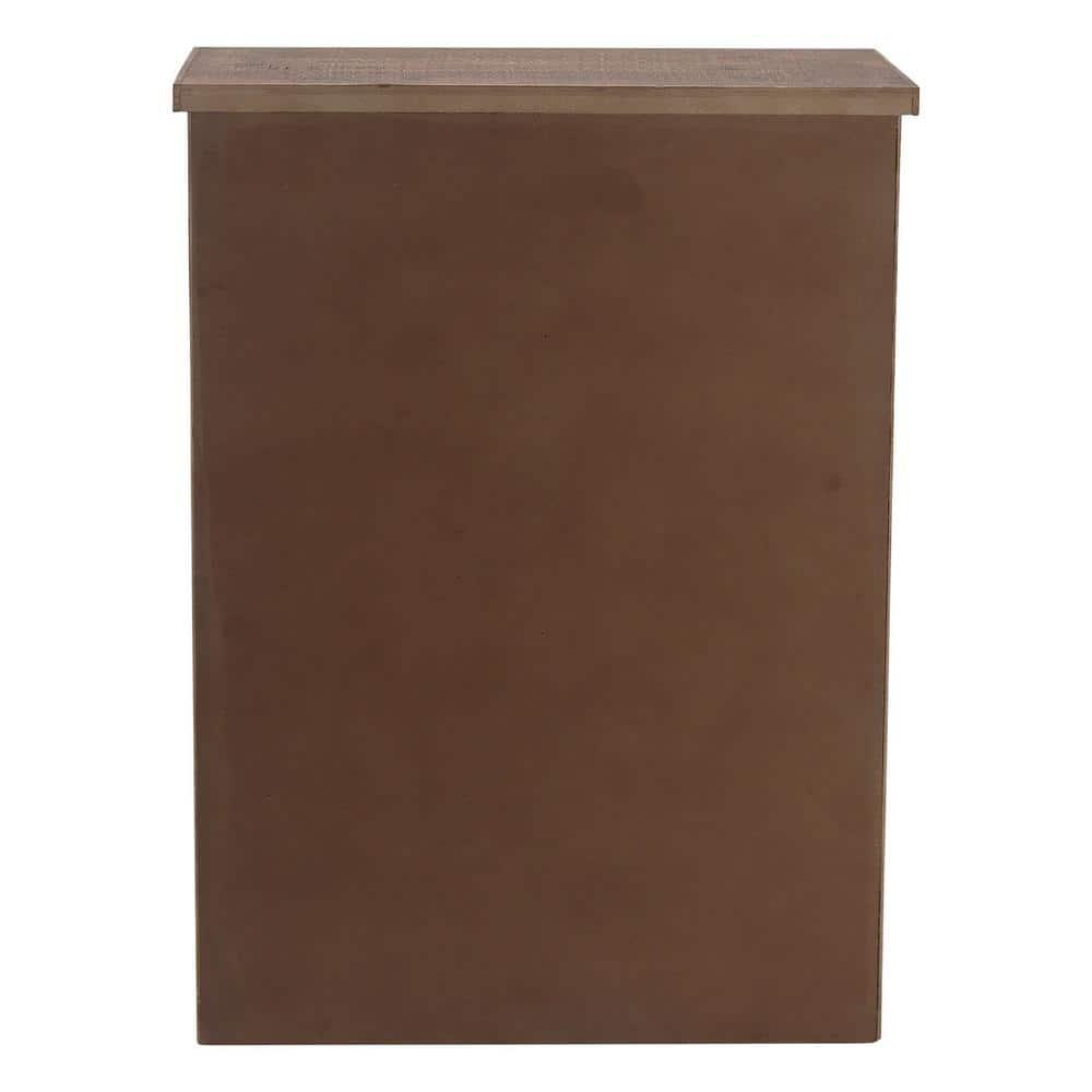 Parisloftinc Rustic Wood End Table with Sliding Barn Door Brown