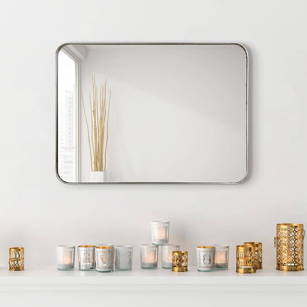 Empire Art Direct Ultra Polished Silver Stainless Steel Frame Rectangle Wall Mirror, 22" x 30" x 2", Ready to Hang
