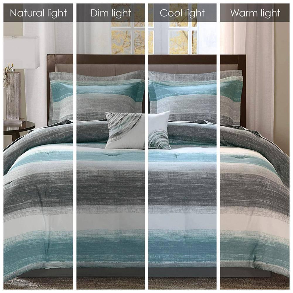 Madison Park Essentials Saben Striped Comforter Set with Cotton Bed Sheets