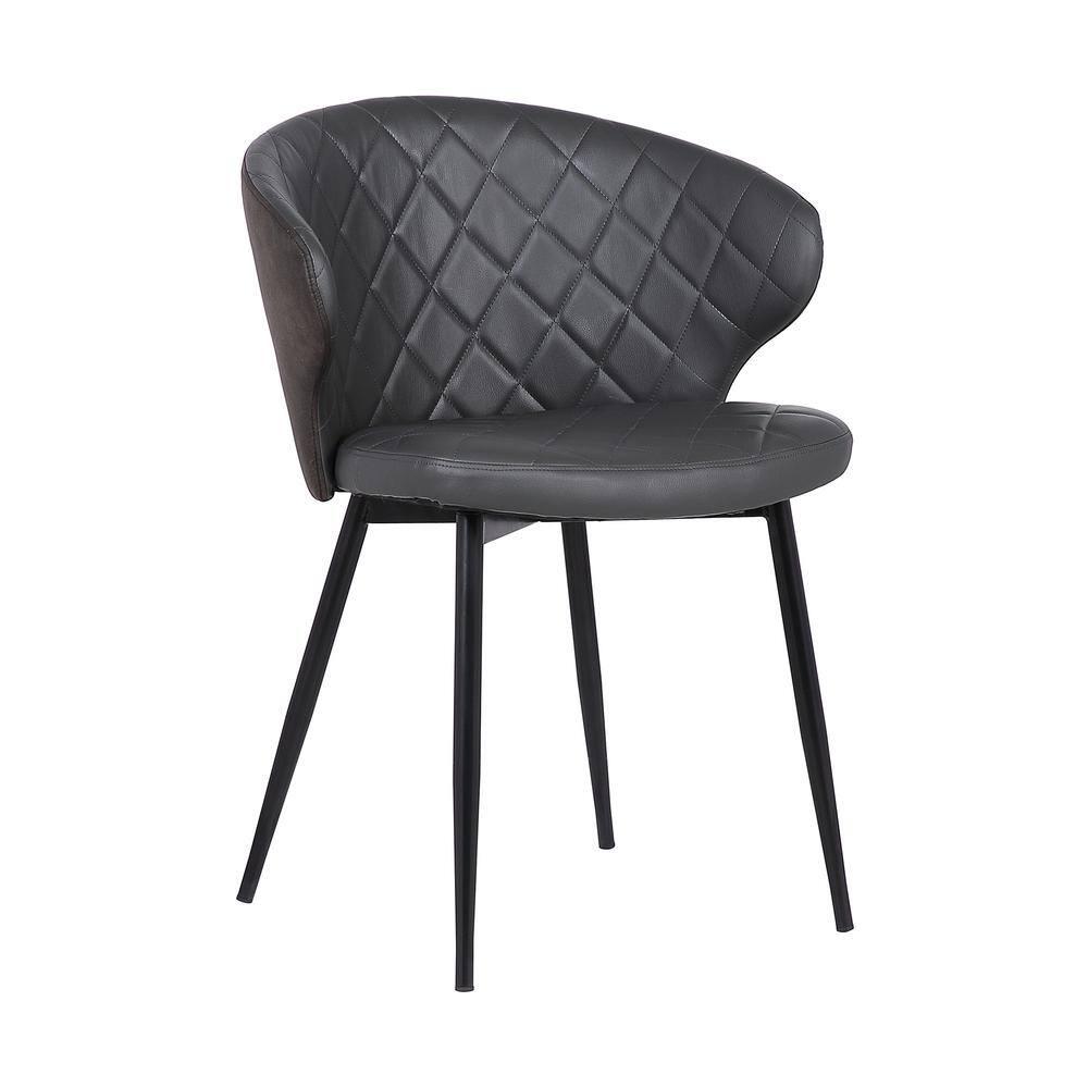 Armen Living Ava Contemporary Dining Chair Faux Leather Black/Gray: Modern Armless Design, Plywood & Steel Frame, 250lb Capacity