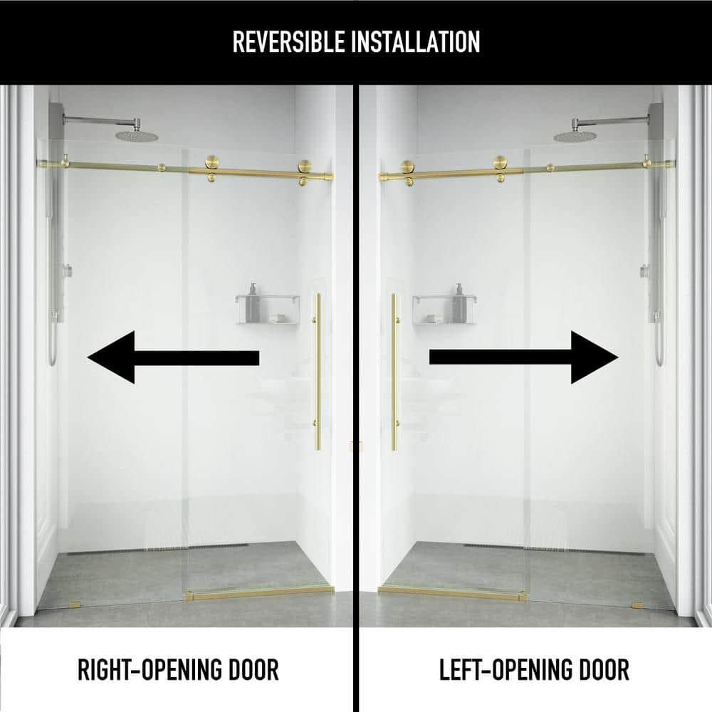 Elan E-Class 68-72" W x 76" H Sliding Frameless Shower Door with 3/8" Clear Glass