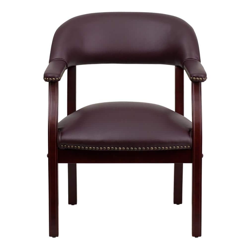 Leather Seat Waiting Room Chair with Wood Frame