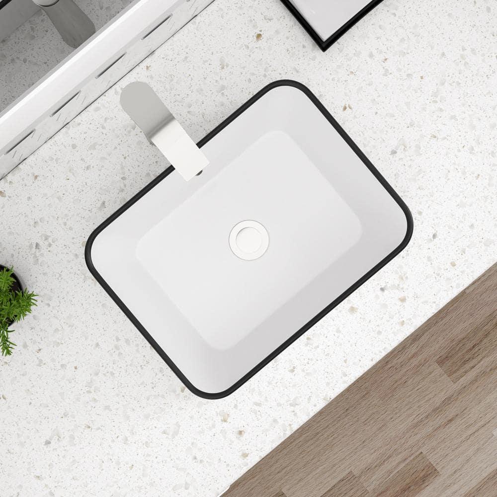 16"X12" White Ceramic Bathroom Vessel Sink Rectangle Bowl Vanity Sink