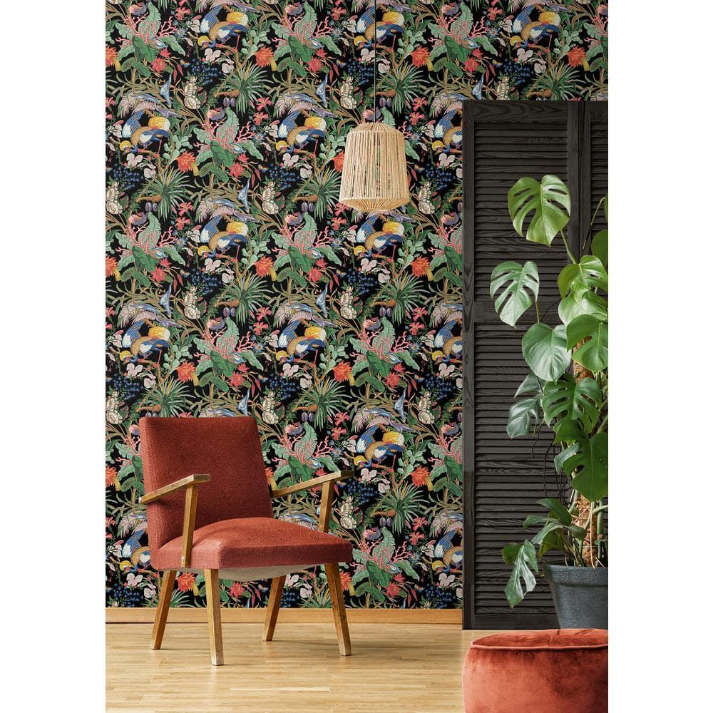 NextWall Ebony Tropical Canopy Peel and Stick Wallpaper