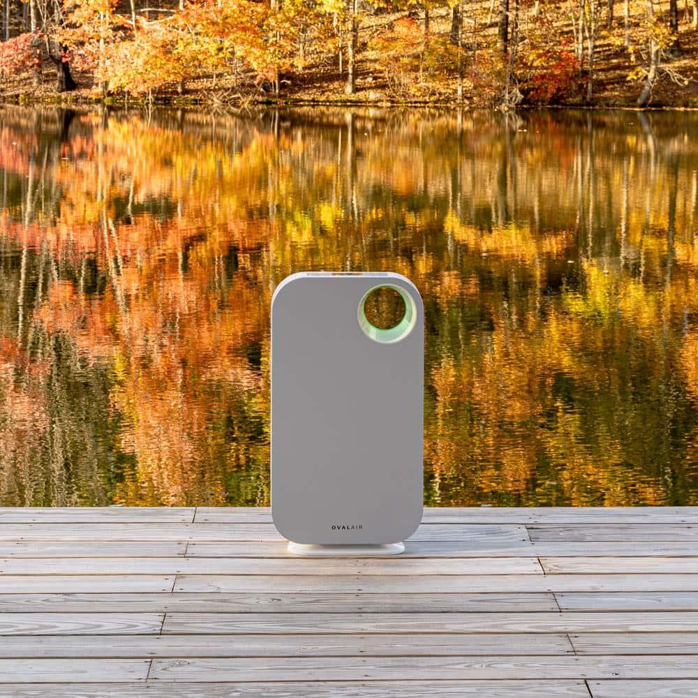 OVAL AIR OVAL AIR 3-Stage H13 True HEPA 5-in-1 Air Purifier reduces Allergies, Asthma, Pets, Odor, Smoke