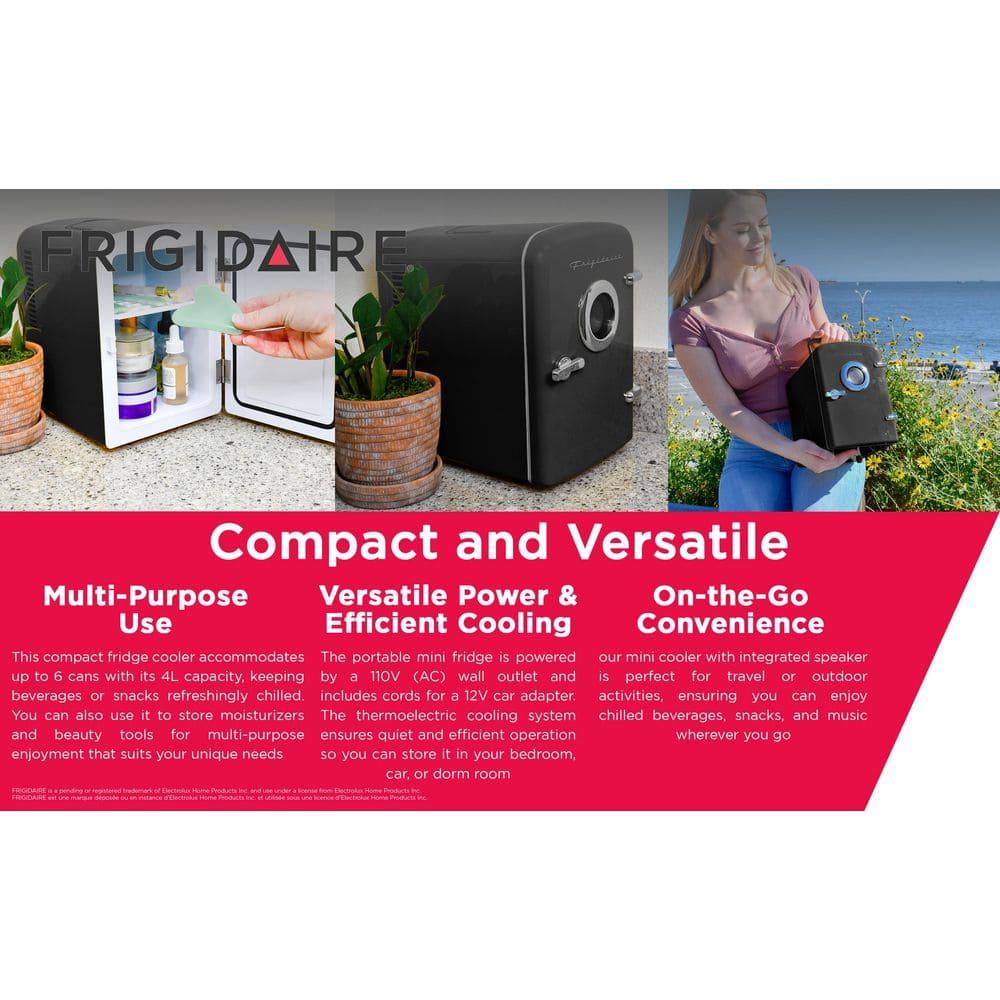 Frigidaire, 6 Can/4L Mini Personal Retro Fridge Cooler, EFMIS229, Black