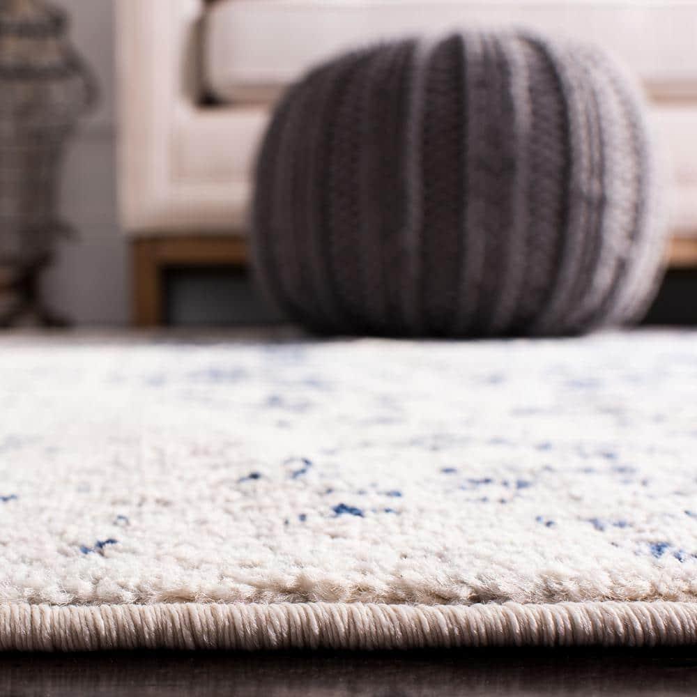Madison MAD603 Power Loomed Indoor Area Rug - Cream/Navy - 5'3" Round - Safavieh