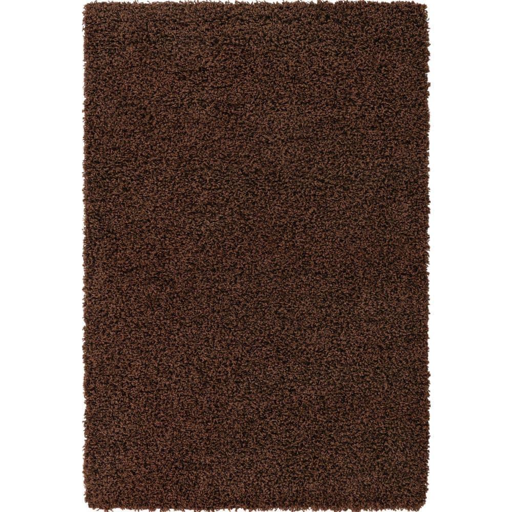 Unique Loom 4' 0 x 6' 0 Solid Shag Chocolate Brown Area Rug