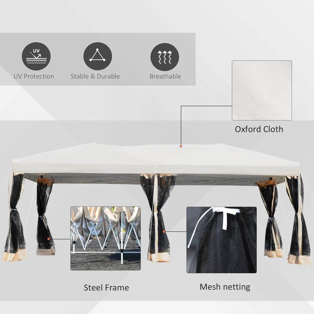 Outsunny 10'X20' Pop Up Party Tent Wedding Canopy With 6 Removable Mesh Sidewalls