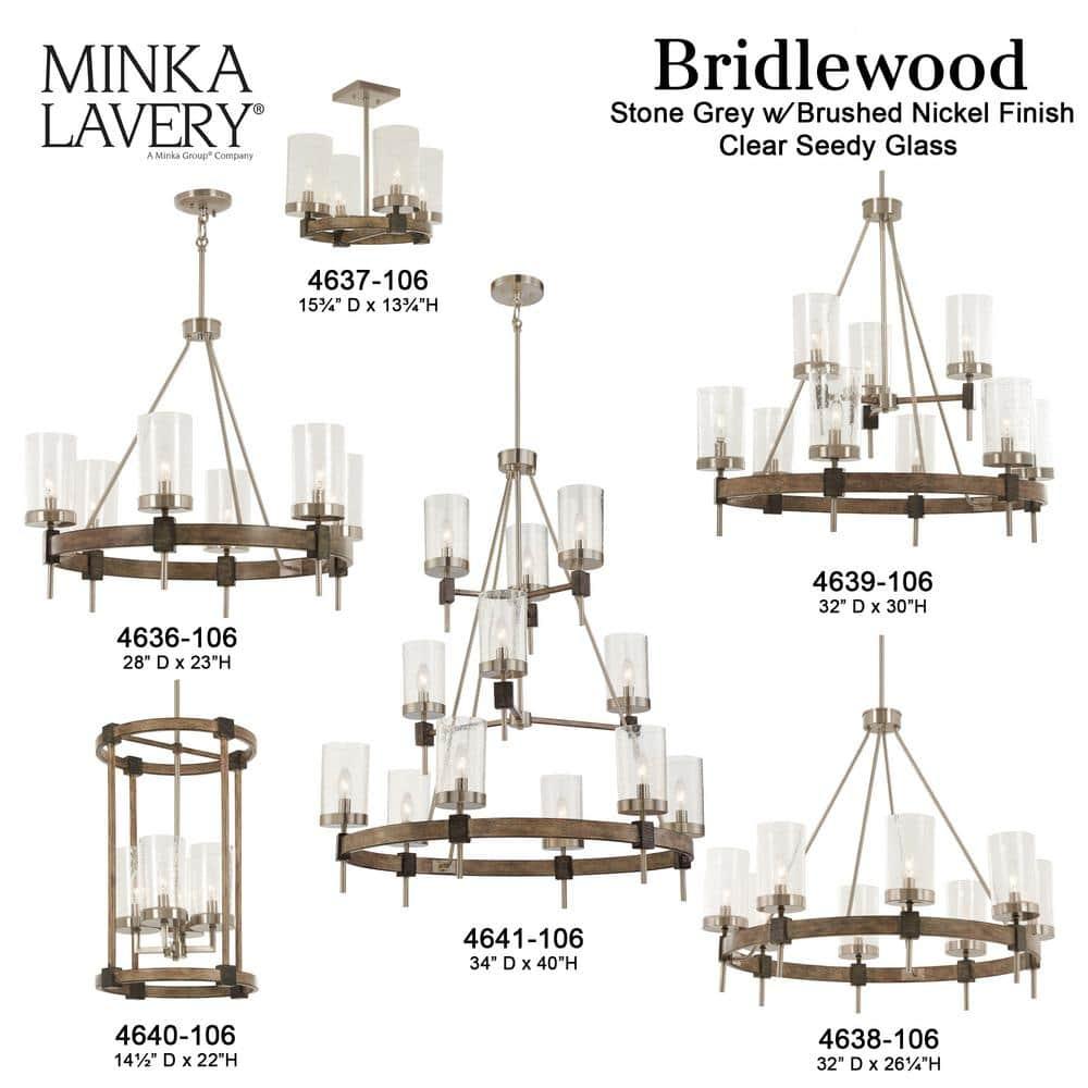 Minka Lavery Nickel Stone Pendant Chandelier 14 1/2" Wide Farmhouse Seeded Glass Shade 4-Light Fixture for Dining Room House Home