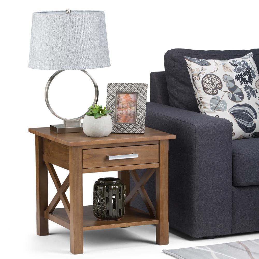 Simpli Home Kitchener 21"W Solid Mango Wood Square End Table with Storage Drawer