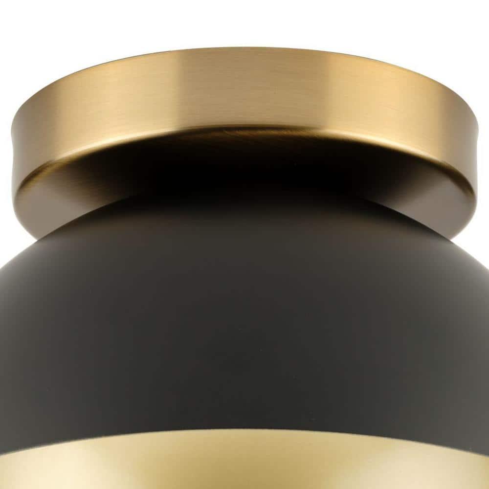 Eva Collection One-Light Matte Black Mid-Century Modern Flush Mount Light