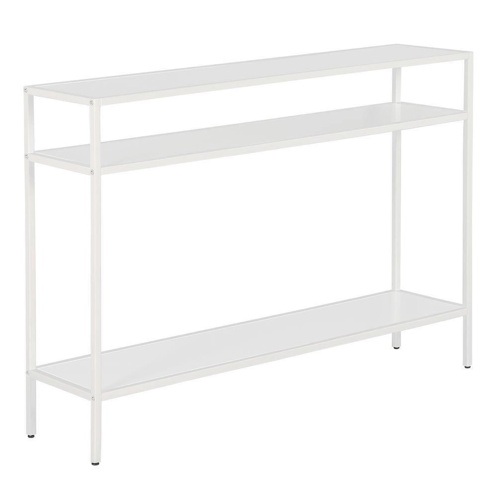42 Inches Matte White Metal Console Table - Henn&Hart
