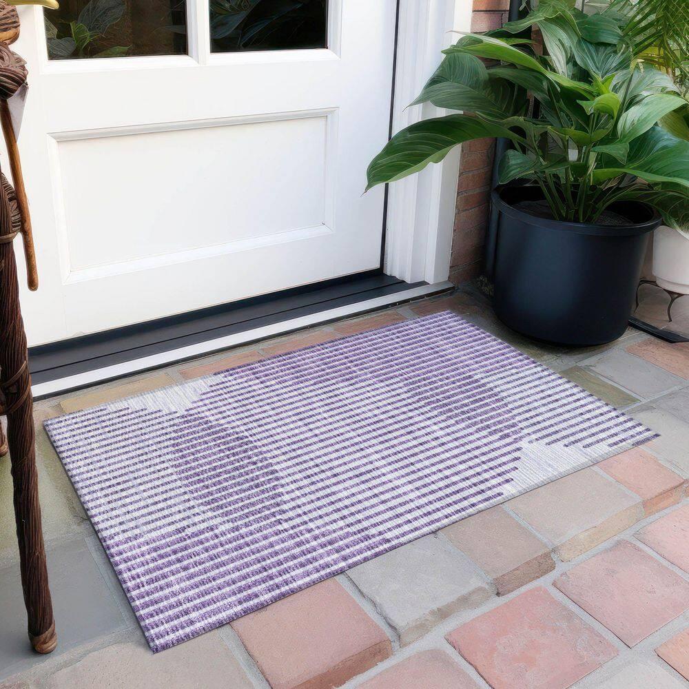 Addison Rugs Chantille Indoor/Outdoor Transitional Geometric, Abstract Purple Washable Rectangle Rug, 1'8" x 2'6"
