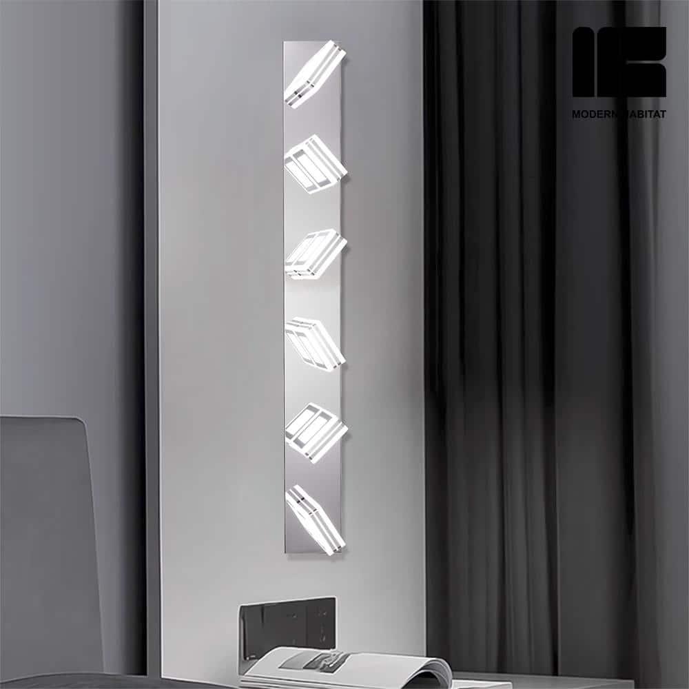 GlamourGaze 39 in. 6-Light Chrome LED Vanity Light with Bathroom