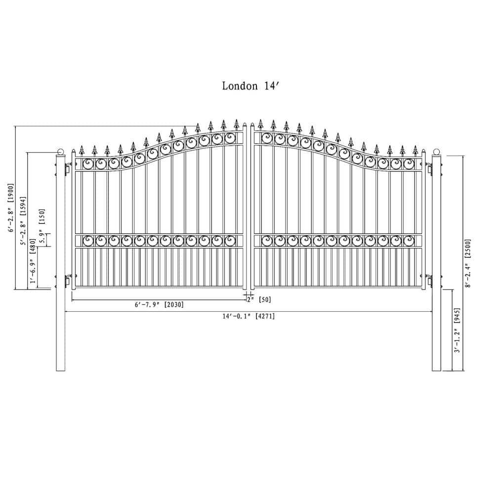 ALEKO Steel Dual Swing Driveway Gate - LONDON Style
